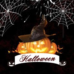 Lantern Spiderweb Hat Photography Scenery Backdrop Halloween Theme Banner IYC-503
