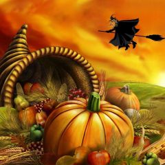 Lantern Witch Vegetable Sunset Photography Scenery Backdrop Halloween Theme Banner IYC-506