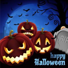 Lantern Moon Bat Tomb Photography Scenery Backdrop Halloween Theme Banner IYC-507