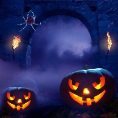 Lantern Fog Light Arch Spider Photography Scenery Backdrop Halloween Theme Banner IYC-511