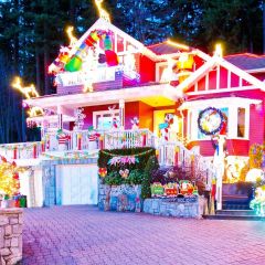 Deer House Cartoon Brick Floor Photography Scenery Backdrop Christmas Theme Banner IYC-516