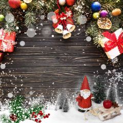 Present Santa Claus Wood Ball Photography Scenery Backdrop Christmas Theme Banner IYC-520