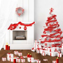 Tree Present Book Table Flower Circle Photography Scenery Backdrop Christmas Theme Banner IYC-526