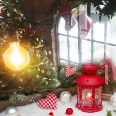 Bulb Heart Shaped Sock Tree Photography Scenery Backdrop Christmas Theme Banner IYC-533