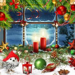 Candle Plant Ball Lantern Photography Scenery Backdrop Christmas Theme Banner IYC-534