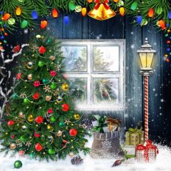 Tree Small Bell Present Plant Photography Scenery Backdrop Christmas Theme Banner IYC-535