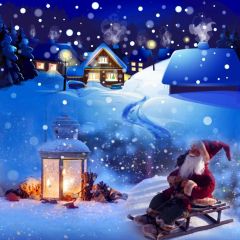 Snow Light Santa Claus House Photography Scenery Backdrop Christmas Theme Banner IYC-540