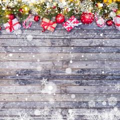 Wood Wall Present Snowflake Photography Scenery Backdrop Christmas Theme Banner IYC-551