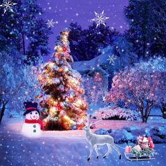 Snowflake Deer Tree Snowman Photography Scenery Backdrop Christmas Theme Banner IYC-555
