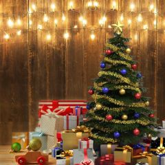 Tree Present Ball Light Photography Scenery Backdrop Christmas Theme Banner IYC-556