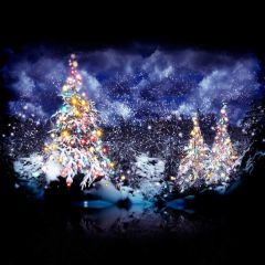 Tree Snow Dark Blue Photography Scenery Backdrop Christmas Theme Banner IYC-557