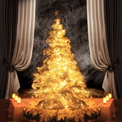 Tree Curtain Light Candle Photography Scenery Backdrop Christmas Theme Banner IYC-558