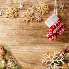 Wood Sock Star Snowflake Photography Scenery Backdrop Christmas Theme Banner IYC-559