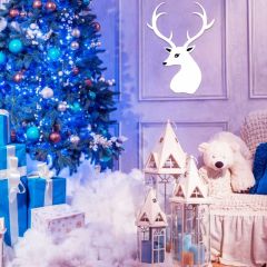 Tree Bear Deer Present Photography Scenery Backdrop Christmas Theme Banner IYC-563