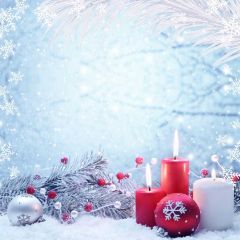 Candle Snowflake Plant Ball Photography Scenery Backdrop Christmas Theme Banner IYC-565