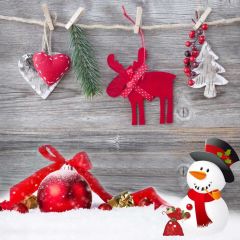 Snowman Deer Heart Ball Snow Photography Scenery Backdrop Christmas Theme Banner IYC-571