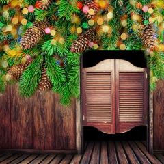 Ball Plant Door Wood Floor Photography Scenery Backdrop Christmas Theme Banner IYC-572