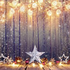 Wood Wall Floor Star Ball Photography Scenery Backdrop Christmas Theme Banner IYC-576