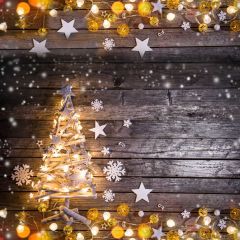 Wood Star Ball Sunshine Photography Scenery Backdrop Christmas Theme Banner IYC-584