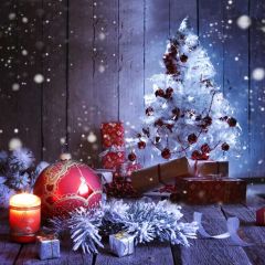 Tree Plant Candle Ball Wood Photography Scenery Backdrop Christmas Theme Banner IYC-585