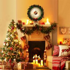 Candle Tree Clock Sofa Sock Photography Scenery Backdrop Christmas Theme Banner IYC-586
