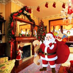 Santa Claus Sock Present Sock Photography Scenery Backdrop Christmas Theme Banner IYC-596