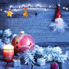 Ball Candle Star Present Photography Scenery Backdrop Christmas Theme Banner IYC-600