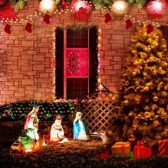 Tree Ball Brick Wall Character Photography Scenery Backdrop Christmas Theme Banner IYC-603