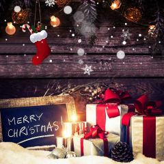 Present Board Sock Photography Scenery Backdrop Christmas Theme Banner IYC-607