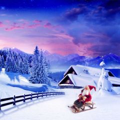Snow Santa Claus Tree Photography Scenery Backdrop Christmas Theme Banner IYC-611