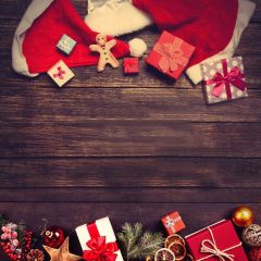 Hat Wood Wall Present Photography Scenery Backdrop Christmas Theme Banner IYC-612