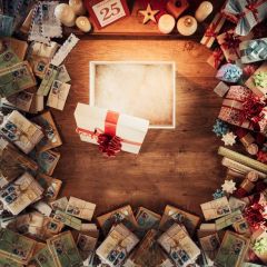 Present Candle Wood Photography Scenery Backdrop Christmas Theme Banner IYC-613