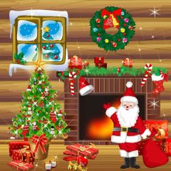 Santa Claus Tree Window Fireplace Photography Scenery Backdrop Christmas Theme Banner IYC-614