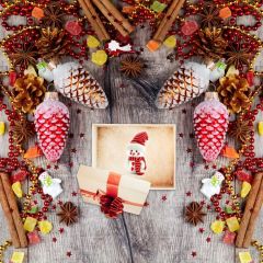 Present Snow Red Ripple Wood Floor Photography Scenery Backdrop Christmas Theme Banner IYC-620