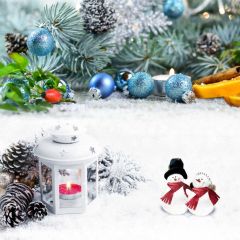 Snowman Ball Plant Light Photography Scenery Backdrop Christmas Theme Banner IYC-625