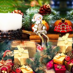 Present Plant Candle Cartoon Character Photography Scenery Backdrop Christmas Theme Banner IYC-626