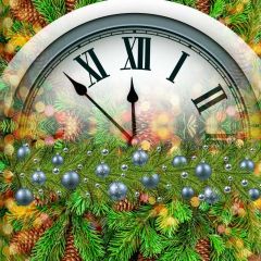 Clock Plant Ball Photography Scenery Backdrop Christmas Theme Banner IYC-628