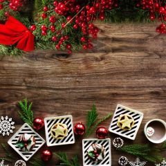 Plant Flower Wood Ball Photography Scenery Backdrop Christmas Theme Banner IYC-629