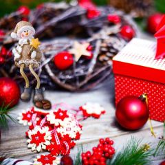 Present Red Ball Cartoon Character Photography Scenery Backdrop Christmas Theme Banner IYC-631