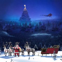 Horse Tree Snow Santa Claus Photography Scenery Backdrop Christmas Theme Banner IYC-634