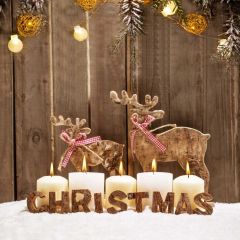 Deer Candle Wood Wall Snow Photography Scenery Backdrop Christmas Theme Banner IYC-636