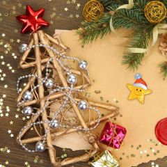 Star Plant Present Ball Photography Scenery Backdrop Christmas Theme Banner IYC-645