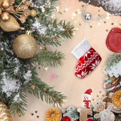 Sock Plant Ball Snowman Photography Scenery Backdrop Christmas Theme Banner IYC-646