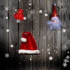 Cap Wood Floor Snowflake Photography Scenery Backdrop Christmas Theme Banner IYC-653