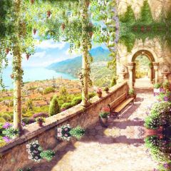 Arch Road Tree Sea Sky Cloud Photography Scenery Backdrop Terrace Scenery Theme Banner IYC-655