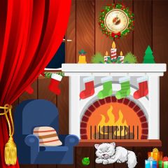 Curtain Sofa Fireplace Sock Clock Photography Scenery Backdrop Christmas Theme Banner IYC-658