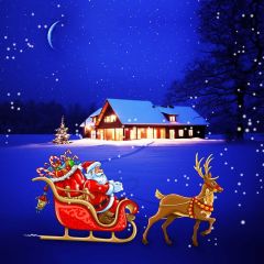 Deer Carriage House Light Santa Claus Photography Scenery Backdrop Christmas Theme Banner IYC-661