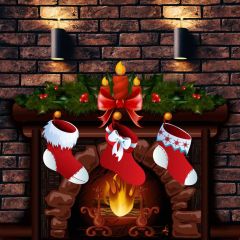 Sock Plant Brick Wall Candle Photography Scenery Backdrop Christmas Theme Banner IYC-671