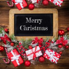 Present Plant Ball Board Photography Scenery Backdrop Christmas Theme Banner IYC-672