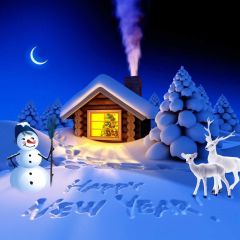 Snowman Deer House Moon Snow Photography Scenery Backdrop Christmas Theme Banner IYC-681